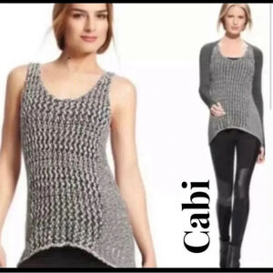 CAbi Knit Sweater Hi-Low Tank Top in Black and Gray Size S  Boho Stretchy Cozy